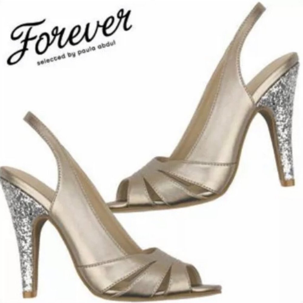 NEW FOREVER GOLD HOLLYWOOD GLAM SPARKLE HEEL 6